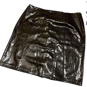 Valenti Faux Leather Croc Embossed Pencil Midi Skirt 16